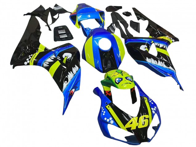 2006-2007 Blue Fluorescent Green Glossy Black Shark 46 Honda CBR1000RR Motorcycle Fairings UK Stores