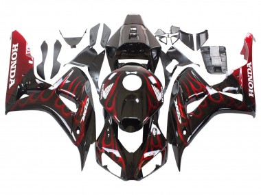 2006-2007 Glossy Black Red Flame Honda CBR1000RR Motorcycle Fairing UK Stores