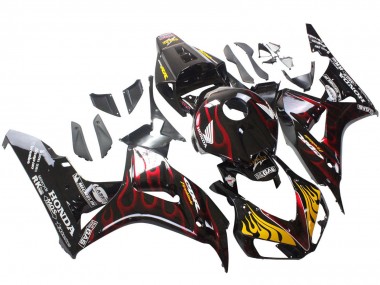 2006-2007 Glossy Black Yellow Red Flame Honda CBR1000RR Motorcycle Fairings UK Stores