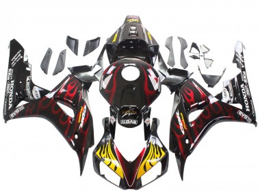 2006-2007 Glossy Black Yellow Red Flame Honda CBR1000RR Motorcycle Fairings UK Stores