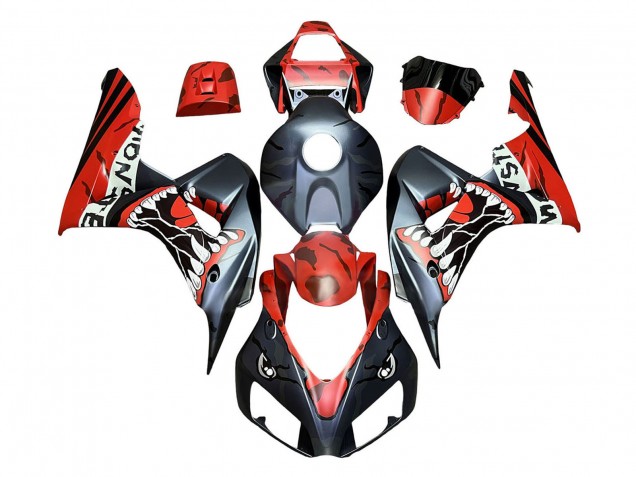 2006-2007 Red Matte Black Monster Shark Honda CBR1000RR Motorcycle Fairings UK Stores