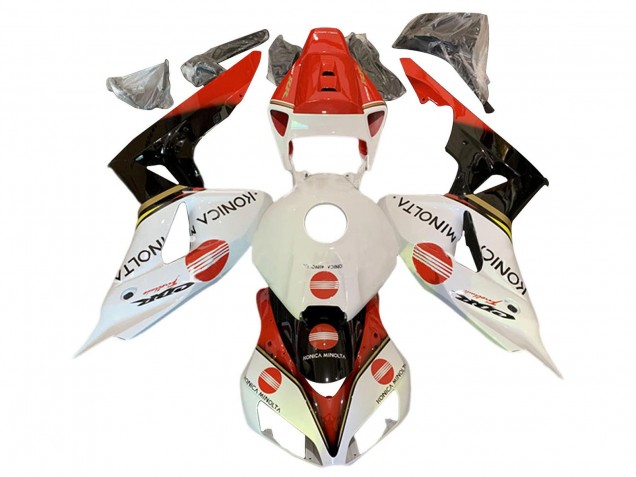 2006-2007 White Red Glossy Black Konica Minolta Honda CBR1000RR Motorcycle Fairings UK Stores
