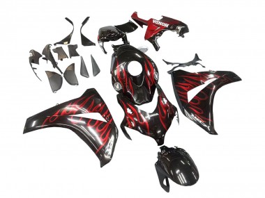 2008-2011 Glossy Black Red Flame Honda CBR1000RR Motorcycle Fairing UK Stores