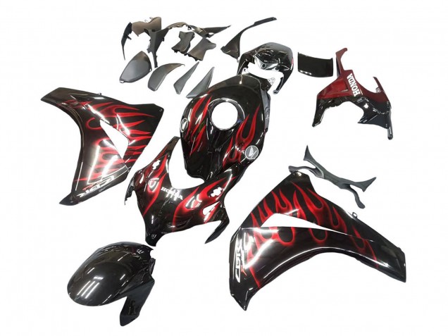 2008-2011 Glossy Black Red Flame Honda CBR1000RR Motorcycle Fairing UK Stores