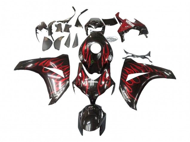 2008-2011 Glossy Black Red Flame Honda CBR1000RR Motorcycle Fairing UK Stores