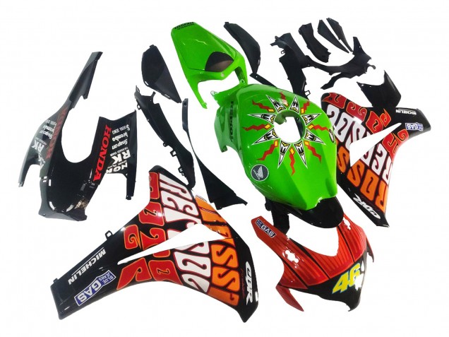 2008-2011 Green Orange Glossy Black Rossi Michelin 46 Honda CBR1000RR Motorcycle Fairings UK Stores
