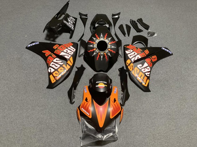2008-2011 Matte Black Orange Repsol Rossi Honda CBR1000RR Motorcycle Fairings UK Stores
