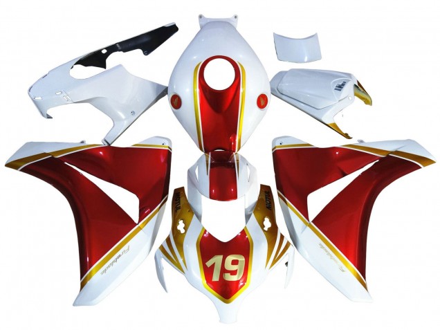 2008-2011 White Red Gold 19 Honda CBR1000RR Motorcycle Fairings UK Stores