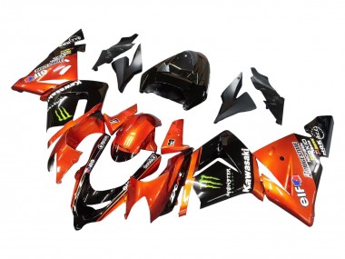 2004-2005 Burnt Orange Black Monster Elf Kawasaki ZX10R Motorcycle Fairings UK Stores