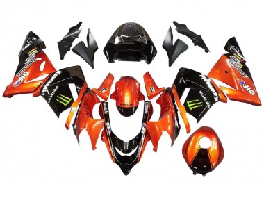 2004-2005 Burnt Orange Black Monster Elf Kawasaki ZX10R Motorcycle Fairings UK Stores