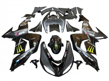 2006-2007 Grey Yellow Glossy Black Monster Elf Kawasaki ZX10R Motorcycle Fairings UK Stores