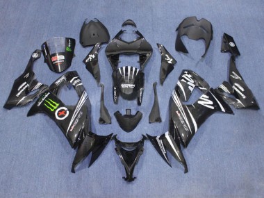 2006-2007 Matte Black White Green Monster Kawasaki ZX10R Motorcycle Fairings UK Stores