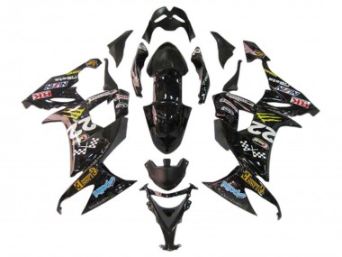 2006-2007 Glossy Black Red Blue Yellow Monster Kawasaki ZX10R Motorcycle Fairings UK Stores