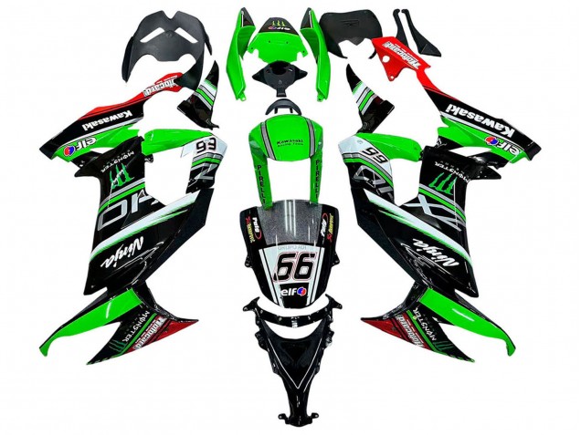 2008-2010 Green White Red Black Monster Elf 66 Kawasaki ZX10R Motorcycle Fairings UK Stores
