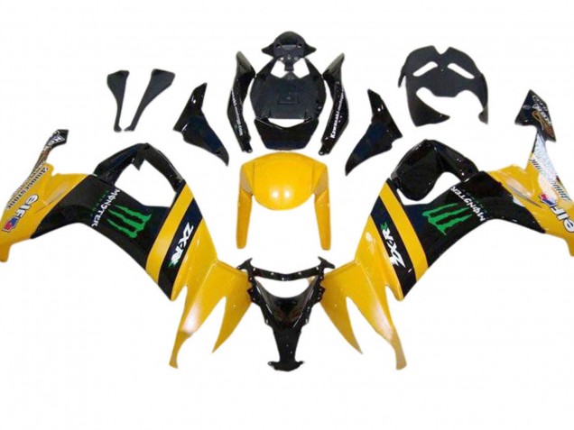 2008-2010 Yellow Black Green Monster Kawasaki ZX10R Motorcycle Fairings UK Stores