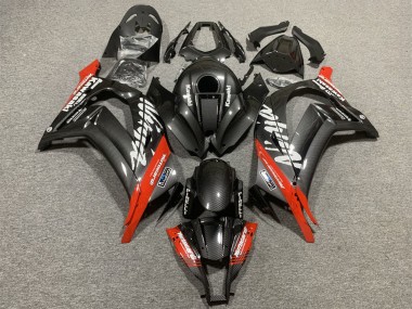 2008-2010 Black Carbon Fiber Red Kawasaki ZX10R Motorcycle Fairings UK Stores