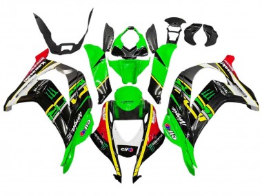 2016-2020 Green Yellow Red Black Elf Monster Kawasaki ZX10R Motorcycle Fairings UK Stores