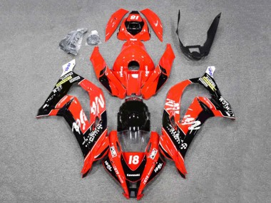 2016-2020 Red Glossy Black White Monster 18 Kawasaki ZX10R Motorcycle Fairings UK Stores