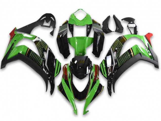 2021-2025 Green Black Red Honeycomb Kawasaki ZX10R Motorcycle Fairings UK Stores