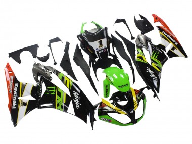 2009-2012 Green Glossy Black Yellow White Red Elf Monster Kawasaki ZX6R Motorcycle Fairings UK Stores