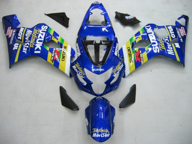 2004-2005 Blue White Yellow Green Telefonica Motul MoviStar Suzuki GSXR 600 / GSXR 750 Motorcycle Fairings UK Stores