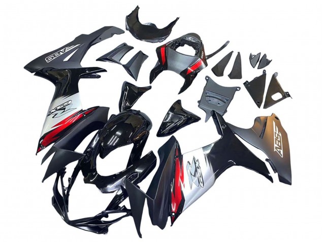 2011-2024 Glossy Black Forged Carbon Fiber Silver Red Suzuki GSXR 600 / GSXR 750 Motorcycle Fairings UK Stores