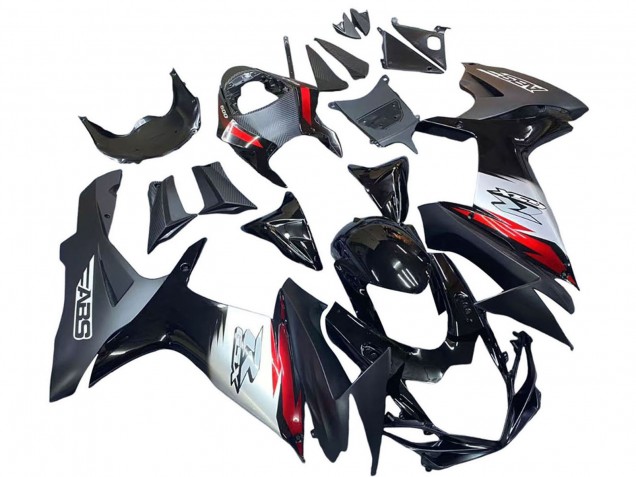 2011-2024 Glossy Black Forged Carbon Fiber Silver Red Suzuki GSXR 600 / GSXR 750 Motorcycle Fairings UK Stores