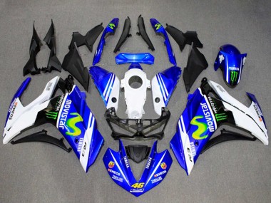 2015-2018 White Blue Green MoviStar Monster Yamaha YZF R3/R25 Motorcycle Fairings UK Stores