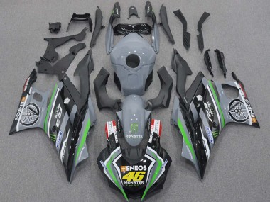 2015-2018 Nardo Grey Green Black ENEOS Monster 46 Yamaha YZF R3/R25 Motorcycle Fairings UK Stores