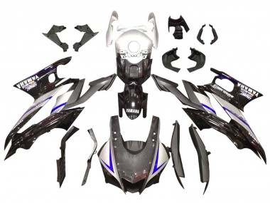 2019-2021 Silver Glossy Black Carbon Fiber Style Yamaha YZF R3/R25 Motorcycle Fairings UK Stores