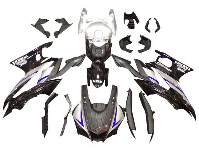 2019-2021 Silver Glossy Black Carbon Fiber Style Yamaha YZF R3/R25 Motorcycle Fairings UK Stores