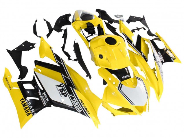 2019-2021 Yellow White Black Stripe Yamaha YZF R3/R25 Motorcycle Fairings UK Stores
