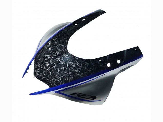 2022-2024 Marble Black Silver Blue Forged Carbon Fiber Style Yamaha YZF R3/R25 Motorcycle Fairings UK Stores