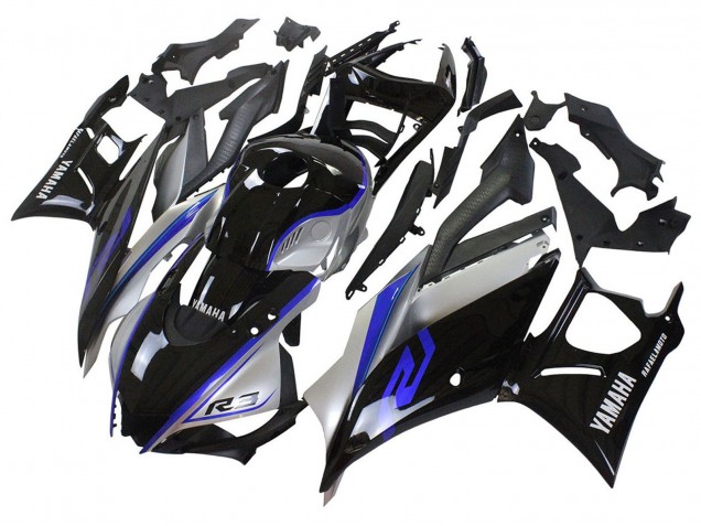 2022-2024 Silver Blue Glossy Black Yamaha YZF R3/R25 Motorcycle Fairings UK Stores