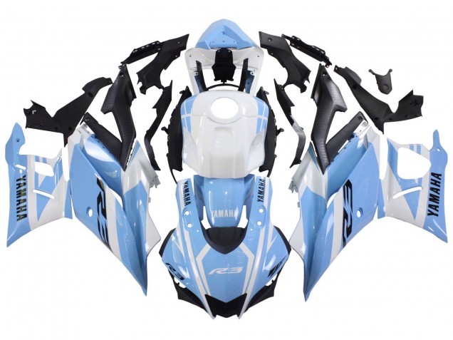2022-2024 White Light Blue Yamaha YZF R3/R25 Motorcycle Fairings UK Stores