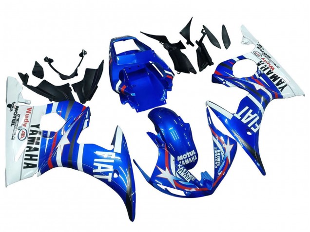 2006-2009 White Blue Fiat Motul Kastinee Yamaha YZF R6S Motorcycle Fairings UK Stores