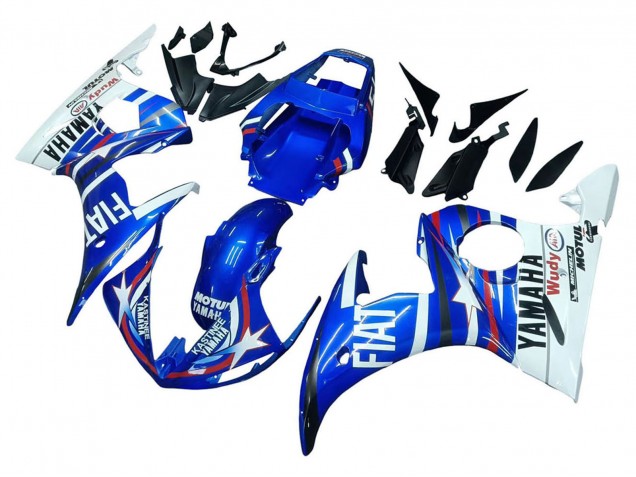 2006-2009 White Blue Fiat Motul Kastinee Yamaha YZF R6S Motorcycle Fairings UK Stores