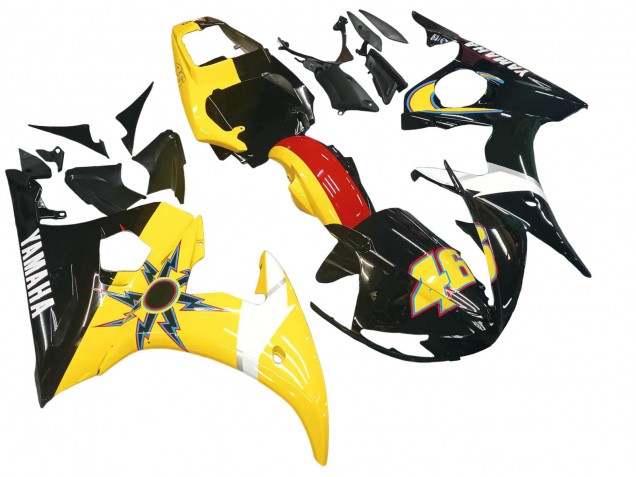 2006-2009 Yellow Red Glossy Black 46 Yamaha YZF R6S Motorcycle Fairings UK Stores