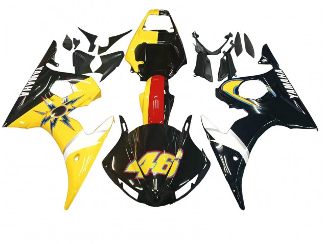 2006-2009 Yellow Red Glossy Black 46 Yamaha YZF R6S Motorcycle Fairings UK Stores