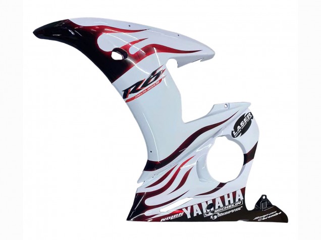 2006-2009 White with Dark Black Flame Yamaha YZF R6S Motorcycle Fairings UK Stores