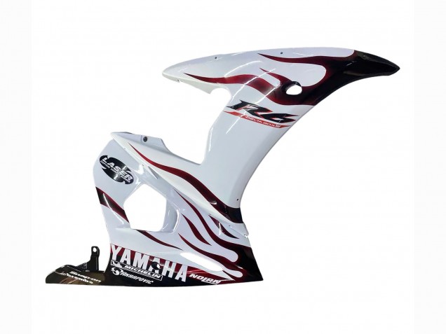 2006-2009 White with Dark Black Flame Yamaha YZF R6S Motorcycle Fairings UK Stores