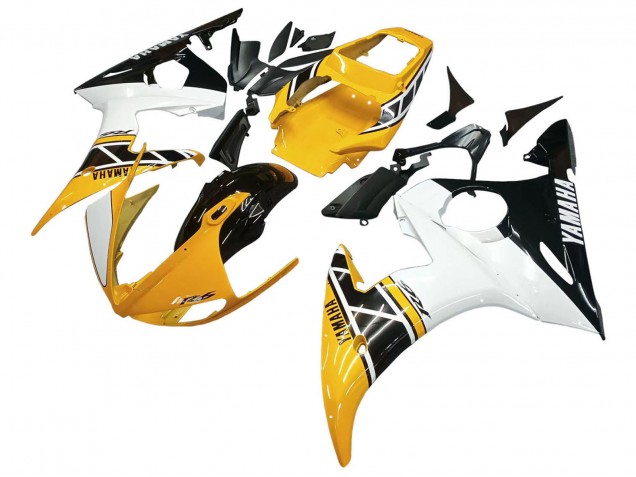 2006-2009 Yellow White Glossy Black Yamaha YZF R6S Motorcycle Fairings UK Stores