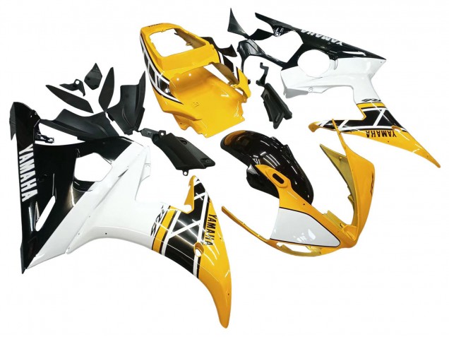 2006-2009 Yellow White Glossy Black Yamaha YZF R6S Motorcycle Fairings UK Stores