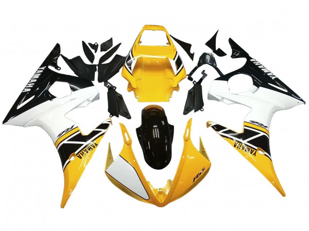 2006-2009 Yellow White Glossy Black Yamaha YZF R6S Motorcycle Fairings UK Stores