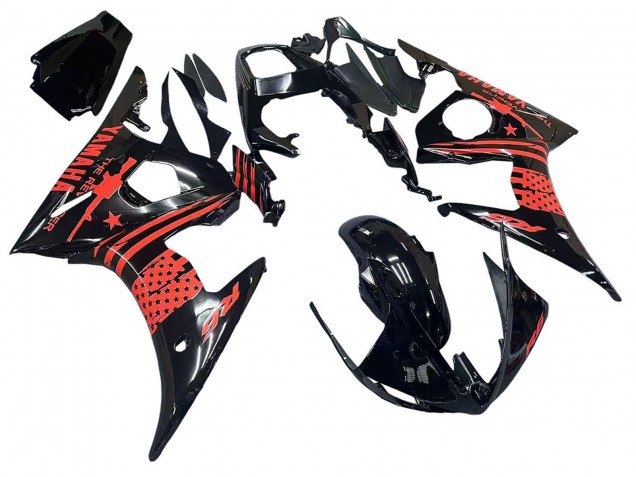 2006-2009 Glossy Black Red Yamaha YZF R6S Motorcycle Fairing UK Stores