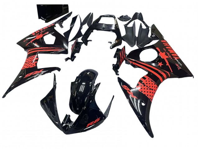 2006-2009 Glossy Black Red Yamaha YZF R6S Motorcycle Fairing UK Stores
