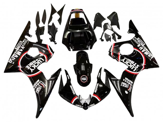 2006-2009 Glossy Black Red White Lucky Strike Motul Yamaha YZF R6S Motorcycle Fairings UK Stores