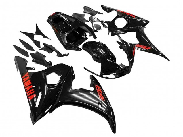 2006-2009 Glossy Black Red Yamaha YZF R6S Motorcycle Fairings UK Stores