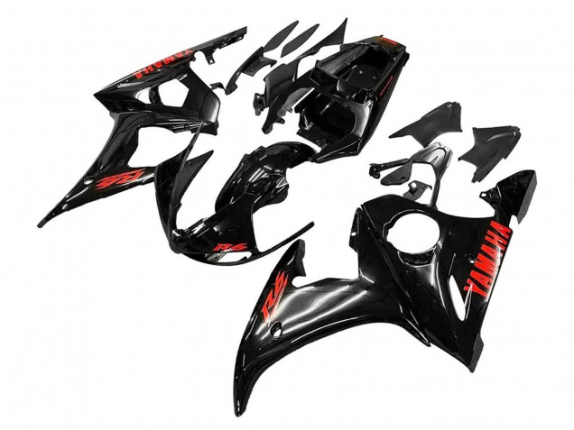 2006-2009 Glossy Black Red Yamaha YZF R6S Motorcycle Fairings UK Stores