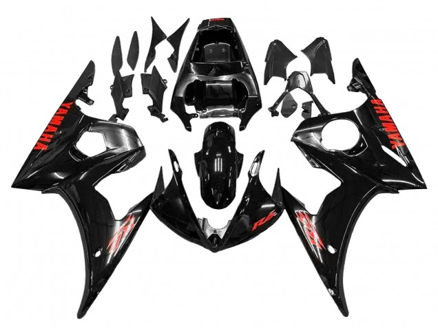 2006-2009 Glossy Black Red Yamaha YZF R6S Motorcycle Fairings UK Stores